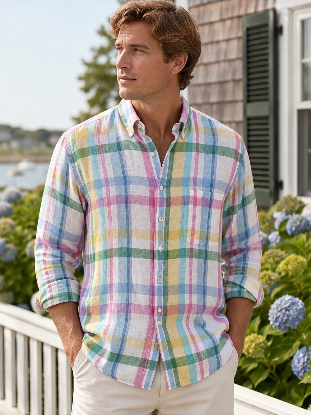 MINE‎ apparel pastel linen button down shirt